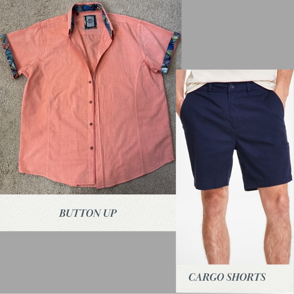 Outfit: Short sleeve button up shirt & cargo shorts